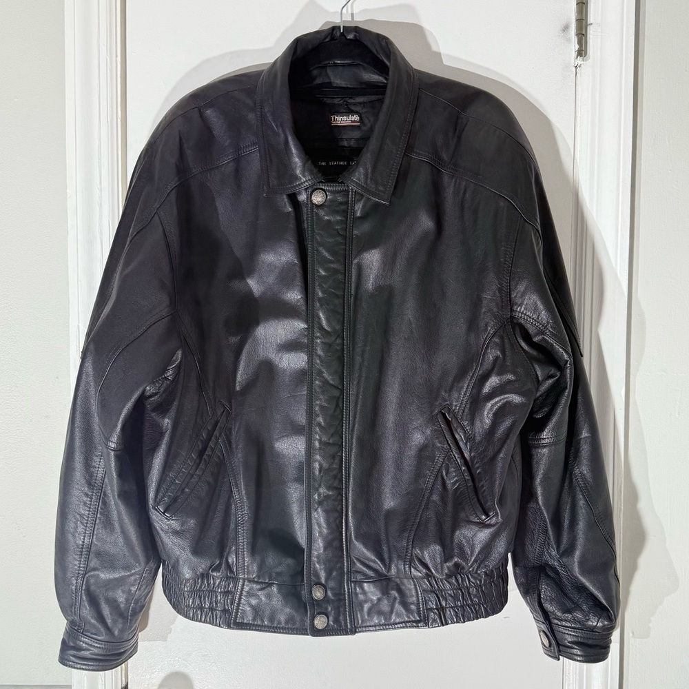 Wilsons Thinsulate Detachable Lined 100% Leather Mens Size XL Heavy Black Jacket